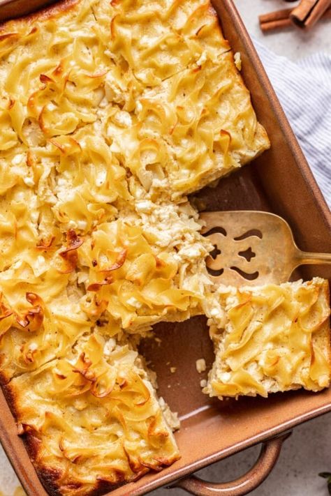 Perfect Noodle Kugel with Cottage Cheese - Well Seasoned Studio Best Kugel Recipe, Noodle Kugel Recipes Sweet, Pineapple Noodle Kugel, Noodle Kugel Jewish, Noodles And Cottage Cheese, Cottage Cheese Noodles, Savory Kugel, Cottage Cheese And Noodles, Sweet Noodle Kugel Recipe