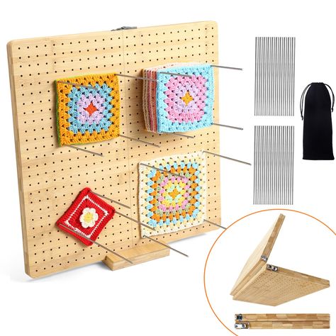 17"x17" Foldable Crochet Blocking Board - Upgrade Large Blocking Board with 30 Pcs Stainless Steel Pegs, Knitting Projects Gifts for Mom, Grandmothers Crochet Blocking, Crochet Blocking Board, Crochet Eyes, Stainless Steel Rod, Peg Board, Amazon Art, Crochet Motif, Sewing Stores, Knitting Projects