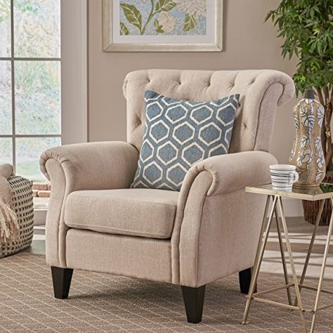 Christopher Knight Home 230016 Greggory Fabric Club Chair, Light Beige Light Beige Sofa, Brown Arm Chair, Arm Chair Living Room, Modern Club Chair, Tufted Accent Chair, Tufted Arm Chair, Tufted Chair, Fabric Accent Chair, Upholstered Armchair