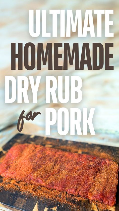 A slab of pork ribs covered in homemade dry rub for pork. Pulled Pork Dry Rub Recipe, Pork Seasoning Recipe, Pork Rib Rub Recipe, Pulled Pork Rub Recipe, Pork Rib Dry Rub, Pork Rub Seasoning, Bbq Pork Rub, Dry Rub For Pork, Rub For Pork Ribs