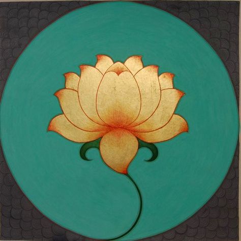 Symmetrical lotus Lotus Flower Painting, Lotus Flower Art, Lotus Painting, Lotus Art, Posca Art, Pichwai Paintings, Art Et Illustration, Buddhist Art, Art And Illustration