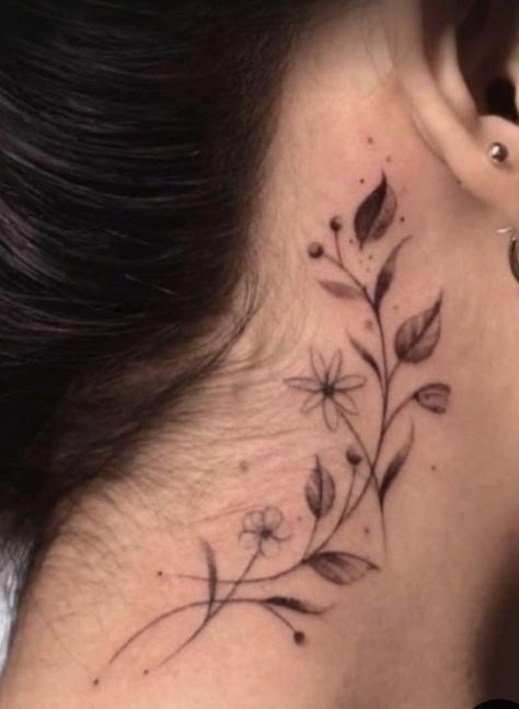 Vines Tattoo, Animal Tattoos For Women, Flower Of Life Tattoo, 42 Tattoo, Small Neck Tattoos, Faded Tattoo, Behind Ear Tattoos, Side Neck Tattoo, Elbow Tattoo