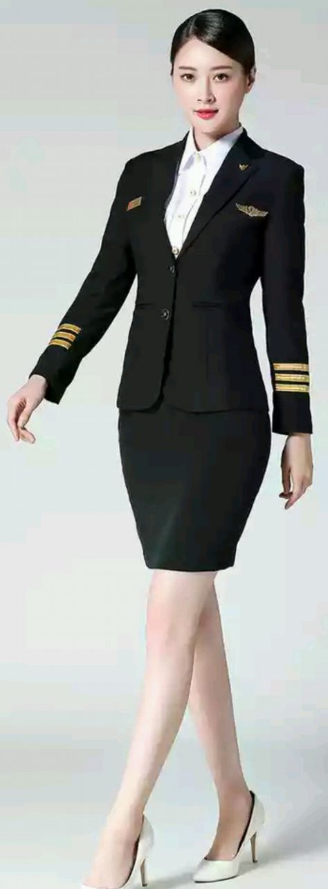 Airhostess Uniform, Flight Attendant Costume, Female Pilots, Tight Skirts, Pilot Uniform, Stewardess Uniform, Airline Uniforms, Flight Attendant Fashion, Flight Attendant Uniform