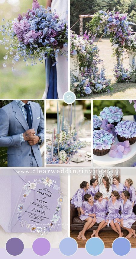 Lilac Wedding Themes, Light Purple Wedding, Lavender Wedding Theme, Blue Purple Wedding, Wedding Theme Color Schemes, Ethereal Blue, Wedding Color Pallet, Violet Wedding, Wedding Color Combos