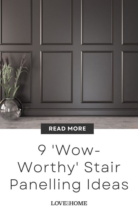 Check out these 9 stair panelling ideas to transform your staircase into a stunning design feature. From classic wainscoting and shiplap to textured delights and nature-inspired designs, these ideas are sure to inspire you! Stairs Wood Panelling, Wainscoting Colour Ideas, Stairwell Paneling Ideas, Staircase Wall Molding Ideas, Stairs Wainscoting Ideas, Wall Paneling Ideas Stairs, Panelling In Hallway With Stairs, Shiplap Stairwell Wall, Staircase Wall Panelling Ideas