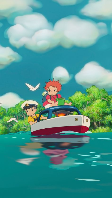 Ponyo Anime, قلعة هاول المتحركة, Studio Ghibli Poster, Personajes Studio Ghibli, Studio Ghibli Background, Ghibli Artwork, Studio Ghibli Movies, Studio Ghibli Art, Ghibli Art