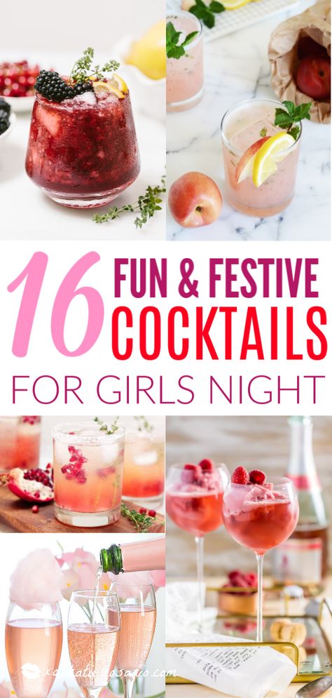 Cocktails For Girls Night, Pink Senorita, Drinks Alcohol Recipes Party, Girls Night In Food, Girls Night Cocktails, Girls Night Drinks, Galentines Day Ideas, Cotton Candy Champagne, Day Cocktails