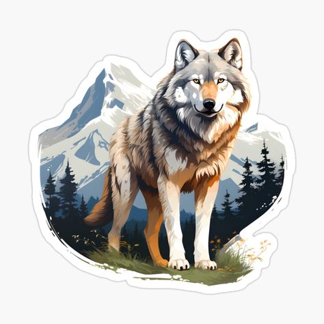 Get my art printed on awesome products. Support me at Redbubble #RBandME: https://www.redbubble.com/i/sticker/Gray-Wolf-on-Mountain-by-KSimpson838/153728298.JCQM3?asc=u Wolf On Mountain, Tundra Wolf, Wolf Sticker, Angry Wolf, Healing Art, Gray Wolf, Poses Photography, Healing Arts, Model Poses Photography