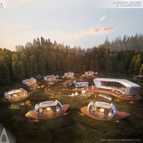 Resort Design Plan, Tiny House Village, Resort Ideas, Eco Village, Glamping Resorts, Nomadic Lifestyle, Prefab Cabins, Tiny House Community, Glamping Site