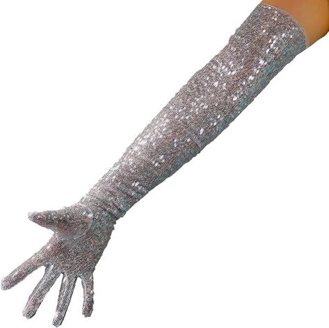 Amazon.com: DooWay Women Long Sequins Gloves Silver TECH Mesh 28" Glitter Sparkly Costume Evening Dance Gloves : Clothing, Shoes & Jewelry Colorful Gloves, Silver Gloves, Sheer Gloves, Tulle Gloves, Mesh Gloves, Evening Gloves, Silver Bling, Wedding Gloves, Long Gloves