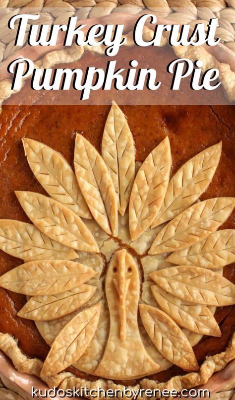 This adorable Turkey Crust Pumpkin Pie is easy to recreate and will amaze your family and friends this holiday season. Let me show you how easy it is to make, assemble and bake. #thanksgivingpie #pumpkinpie #turkeypie #turkeycrustpumpkinpie #popularthanksgivingpie #thanksgivingdessert #thanksgivingrecipe #piedoughart #piecrustart #decorativepiecrust #turkeypiecrust #kudoskitchenrecipes Turkey Pie Crust, Thanksgiving Pie Crust, Fancy Pie Crust, Pumpkin Pie Crust, Decorative Pie Crust, Turkey Pie, Pie Crust Designs, Pie Decoration, Thanksgiving Pumpkin Pie