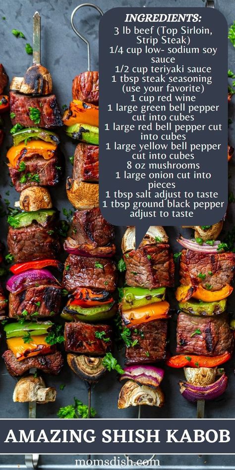 Essen, Beef Shish Kabobs, Recipe With Beef, Shishkabobs Recipe, Beef Kabob Recipes, Steak Skewers, Grilled Kabob Recipes, Shish Kabob, Garlic Steak