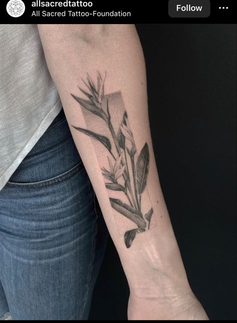 Wrap Around Tattoos For Women Leg, Air Plant Tattoo, Heliconia Tattoo, Birds Of Paradise Plant Tattoo, Free Spirit Tattoo, Bird Of Paradise Tattoo, Sacred Tattoo, Paradise Tattoo, Spirit Tattoo