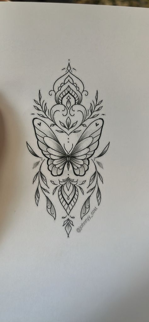 Big Butterfly Tattoo, Butterfly Mandala Tattoo, Small Dope Tattoos, Floral Back Tattoos, M Tattoos, Tattoo Shading, Tattoos For Women Flowers, Black Girls With Tattoos, Mandala Tattoo Design