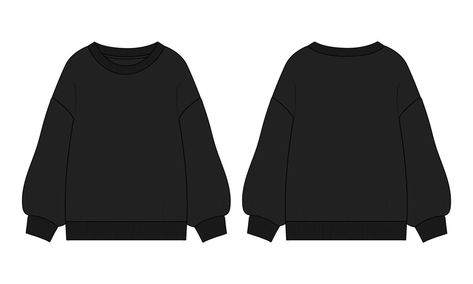 Sweatshirt technical fashion flat sketch vector illustration black Color template for women's Croquis, Sweatshirt Design Template, Sweatshirt Flat Sketch, Hoodie Flat Sketch, Sweatshirt Sketch, Black Hoodie Template, Sweatshirt Drawing, Sweatshirt Illustration, Sweatshirt Template