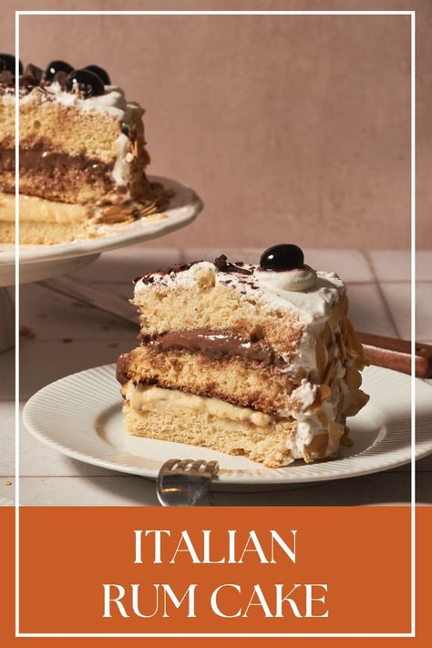 Italian Delight Cake, Authentic Italian Cake Recipes, Italian Custard Cake, Italian Rum Cake Recipe Authentic, Italian Rum Cake Authentic, Italian Love Cake Recipe, Italian Desserts For A Crowd, Casada Cake Recipe, Italian Wedding Cake Recipe