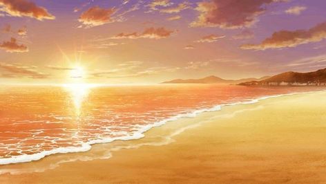 Gacha Beach Background, Beach Background Drawing, Anime Beach Background, Sunset Cartoon, Beach Sunset Background, Drawing Sunset, Gacha Background, Background Beach, Aesthetic Sea