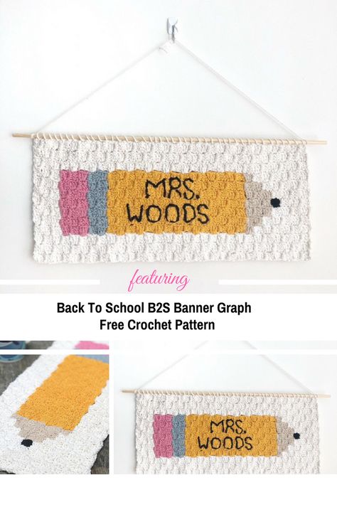 This Back To School Crochet Banner Is The Best Teacher Appreciation Gift Crochet Back To School Ideas, Back To School Crochet, Crochet Banner, Teacher Banner, School Crochet, Crochet Teacher, Crochet Teacher Gifts, C2c Blanket, Awesome Crochet