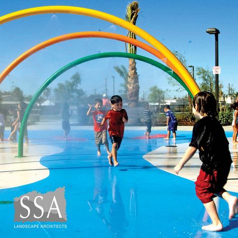 All-Inclusive Splash Zone at Maldonado Park in Firebaugh, CA.   #playground #allinclusiveplay #playforall #playspace #parks #outdoorplay #funplayspace #creativeplay #splashpad #watepark #waterplay #waterfeature #wetandwild #summertime #californiaparks Water Park Design, Mini Waterpark Design, Tropical Water Park, Sport Park Landscape, Splashway Waterpark, Splash Zone, California Parks, Splash Park, Water Playground