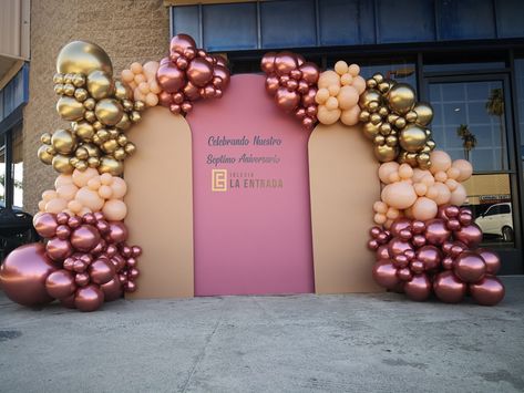 Wedding Backdrop Design Balloon, Chiara Wall Backdrop With Balloons, Chiara Walls With Balloons, 3 Arch Backdrop With Balloons, Decor Ultah, Church Stage Decor, Chiara Backdrop, Church Anniversary, Birthday Logo