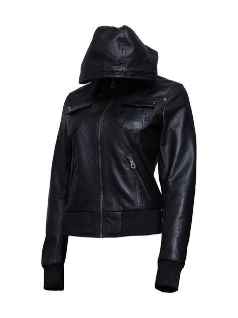 PRICES MAY VARY. Breaks the Biting Wind: This womens leather jacket hand crafted with high grade genuine lambskin hide and polyester lining, this hooded leather jacket women is guaranteed to keep you warm than traditional leather while providing a secure fit Look like a lady Boss: This jacket's sleek & sharp looks give you a sense of luxury and edginess and is perfectly sized to hug your body. It is a perfect combo to go with your ride and that Rockstar helmet Comfort Guaranteed: 100% polyester Womens Leather Biker Jacket, Dramatic Fashion, Leather Jacket Women, Moto Biker Jacket, Womens Biker Jacket, Gloves Fashion, Leather Jacket With Hood, Slim Fit Jackets, Biker Leather