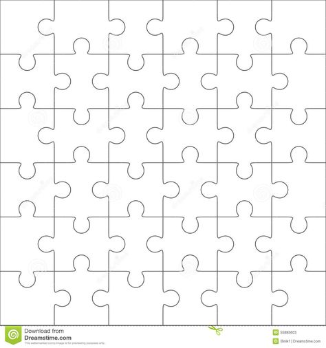 Photo about Jigsaw puzzle vector, blank simple template, 36 pieces. Illustration of game, leisure, clipart - 55885603 Molde, Puzzle Piece Outline, Blank Puzzle Pieces, Puzzle Piece Template, Puzzle Drawing, Easter Templates Printables, Classroom Lesson Plans, Artsy Background, Easter Templates