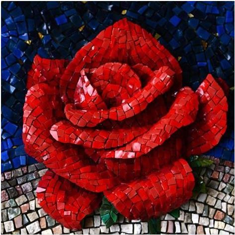 Rose Mosaic by Gülfem Can Mosaic Rose, Flowers Mosaic, زجاج ملون, Mosaic Madness, Mosaic Stained, Mosaic Art Projects, Mosaic Tile Art, Glass Mosaic Art, Mosaic Flowers