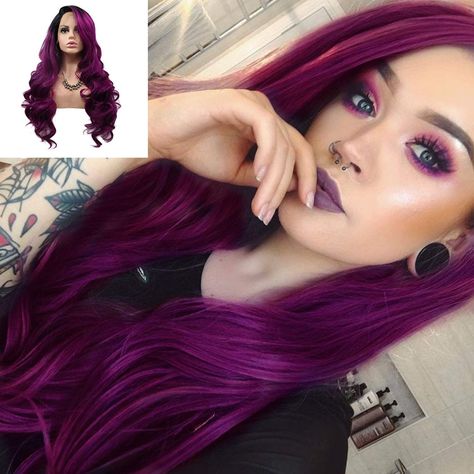 Vivid Hair Color, Balayage Ombré, Scene Hair, Hair Replacement, Purple Ombre, Long Braids, Hair Color Trends, Twist Hairstyles, Purple Hair