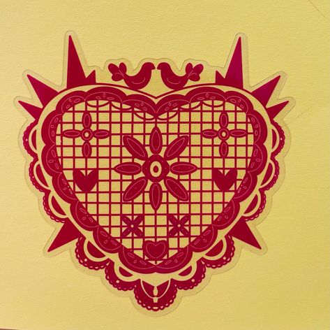 Papel Picado Design, Purepecha Art, Traditional Mexican Pattern, Heart Branding, Sacred Heart Art, Graphic Design Style, Mexican Culture Art, Color Me Mine, Scrapbook Book