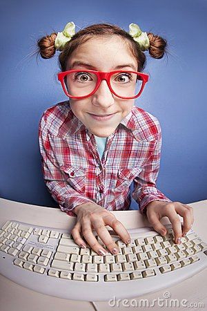 Blonde Natural Hair, Quirky Girl, Computer Nerd, Nerd Herd, Computer Geek, Nerd Love, Nerdy Girl, Stock Photography, Photo Image