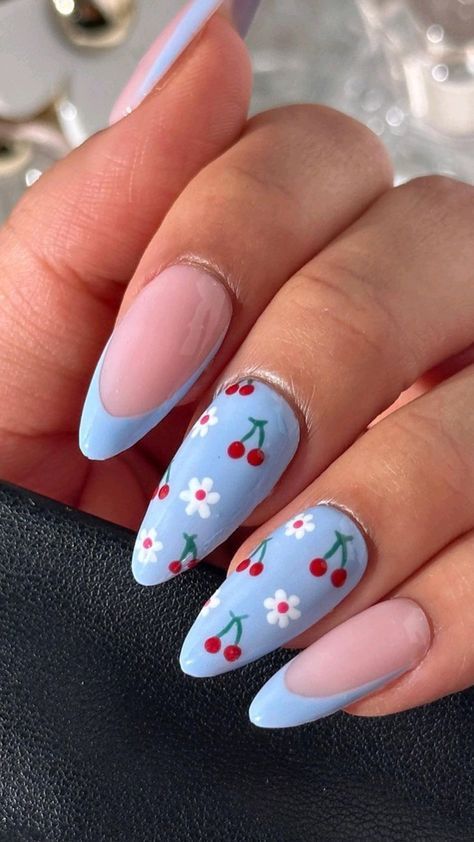 Chrome Almond, Nailart Summer, Pastel Blue Nails, Nail 2024, Hot Nail Designs, 2023 Nails, Color For Nails, Nails Chrome, Acrylic Pink