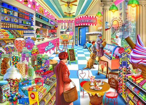 🍦 Indulge in nostalgia with our Cream and Ice Puzzle! Featuring a vintage ice cream and candy store scene, complete with colorful candy jars and freezers filled with delicious flavors. It's a sweet treat for any puzzle enthusiast! 🍬✨ #IceCreamShop #VintageCharm #PuzzleFun #JigsawPuzzles #thepuzzlecenter Ice Cream Store, 3d Wood Puzzles, Mini Arcade, Ice Cream Day, Loud House Characters, Colorful Images, Vintage Ice Cream, Watercolor Elephant, Unique Puzzles