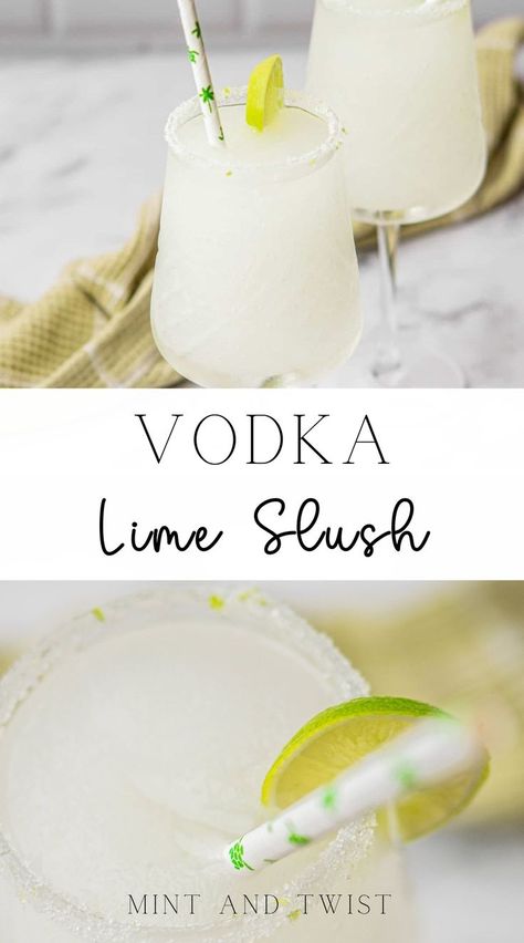 The Vodka Lime Slush is a refreshing, icy cocktail perfect for hot summer days. It combines tangy lime, triple sec and vodka. It’s a perfectly sweet and sour treat. This vodka-lime slush is super easy to make and you can make it in large batches, so it’s great for parties or bigger groups. It’s like a slushy for grownups, what’s not to love! Vodka Slush Recipe, Lime Cocktails, Lemonade Slush, Vodka Slush, Healthy Summer Drinks, Vodka Lime, Refreshing Recipes, Cheese Baked, Vodka Cocktail