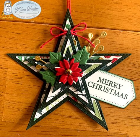 Christmas Star Cards Handmade, Stampin Up Christmas Decorations Paper Ornaments, Cardstock Ornaments Diy, Su Christmas Gift Tags, Stampin Up Christmas Ornaments Ideas, Xmas Tags Handmade, Stampin Up Ornaments, Gift Tag Diy, Star Christmas Cards