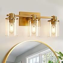 Brass Bathroom Lighting, Bathroom Lights Over Mirror, Farmhouse Wall Lighting, Brass Vanity Light, Light Fixtures Bathroom Vanity, Vanity Light Fixtures, Bathroom Vanity Light, Bathroom Light, Gold Bathroom