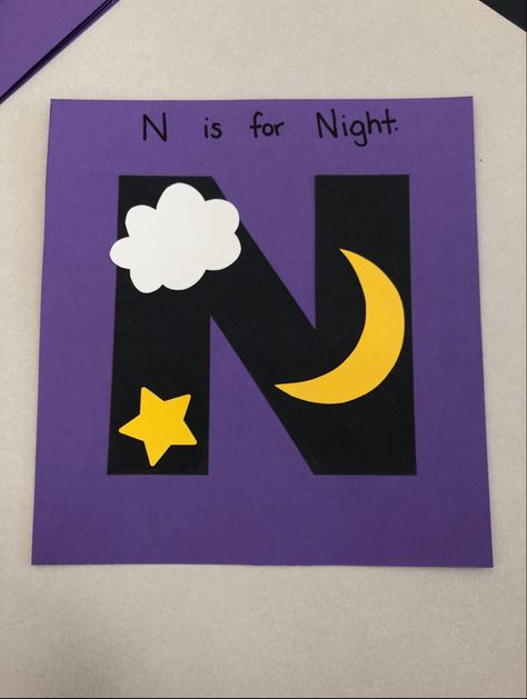 Letter Nn Crafts For Preschoolers, Prek Letter N Activities, N For Night Craft, N Is For Night Preschool, Letter N Crafts For Preschoolers Art, N Craft Preschool, N Is For Craft Preschool, Preschool N Crafts, Letter N For Preschoolers