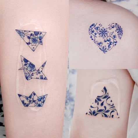 Dark Blue Ink Tattoo, Blue Tile Tattoo, Talavera Tattoo Design, Chinoiserie Tattoo, China Pattern Tattoo, Blue And White Tattoo, Fine China Tattoo, Blue China Tattoo, Azulejos Tattoo