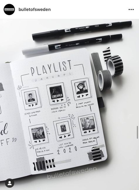 Bullet Journal Spread Ideas, Journal Spread Ideas, Bullet Journal Titles, Bullet Journal Minimalist, Hadiah Diy, January Bullet Journal, Bullet Journal Spreads, My Playlist, Bullet Journal Printables