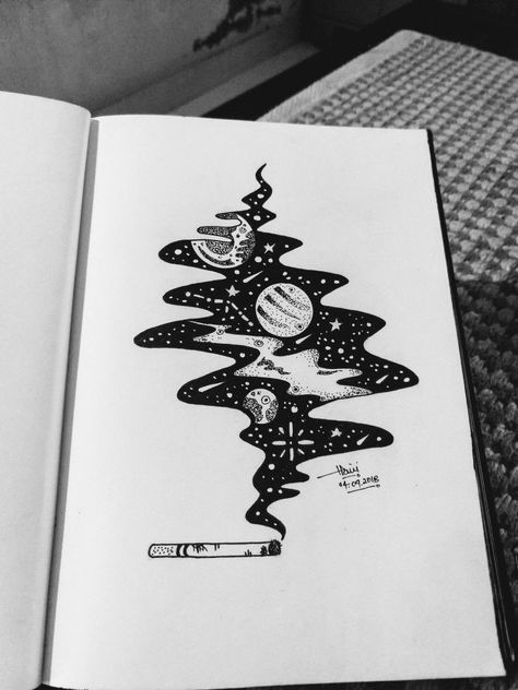 Astronomy Sketch Art, Butterfly Moon Drawing, Galaxy Aesthetic Drawing, Drawing Ideas With Black Pen, Universe Doodle Art, Creative Moon Drawing, Space Themed Sketches, Galaxy Doodle Art, Black Pen Design Art