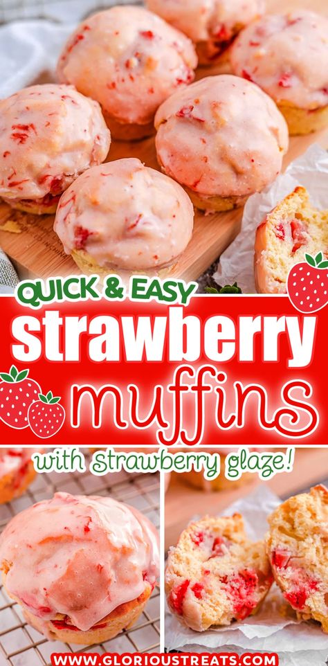 Fruit Cocktail Muffins Recipe, Strawberry Muffins Easy, Homemade Strawberry Muffins, Strawberry Cream Cheese Muffins, Strawberry Shortcake Muffins, Muffin Mix Recipe, Spring Foods, Strawberry Muffin Recipes, Cake Mix Muffins