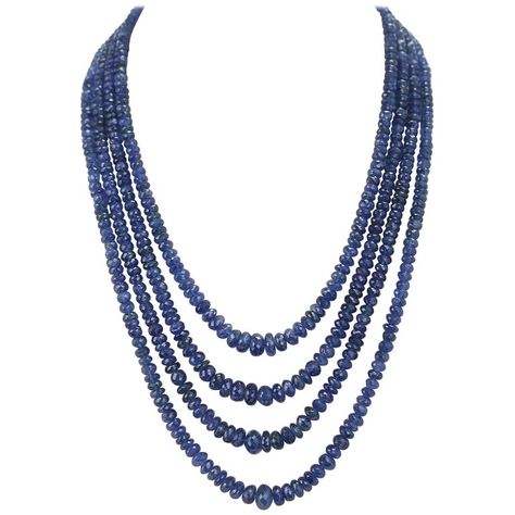 Genuine and Natural Necklace of Fine Blue Sapphire Faceted Beads | See more rare vintage Beaded Necklaces at https://www.1stdibs.com/jewelry/necklaces/<null> Natural Necklace, Seed Necklace, Necklaces Beaded, Multi Strand Beaded Necklace, Beads For Sale, Dream Party, Gold For Sale, Vintage Beads Necklace, Nature Necklace