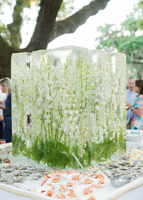 Seafood Display, Ice Sculpture Wedding, Floral Ice, Flower Ice, Ice Sculpture, Raw Bars, Letterpress Invitations, Food Displays, Ice Sculptures