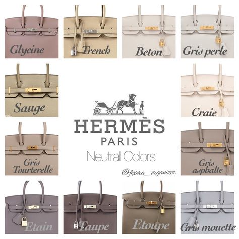 Finally, I've got the time to make a collage with all actual neutral colors of hermes! I hope it will be useful and actual🙂 ⠀ I have… Hermes Kelly Colors, Hermes Color Chart, Hermes Birkin Colours, Hermes Colors, Hermes Wishlist, Colorful Handbags, Perfect Handbag, Hermes Paris, Luxury Bag