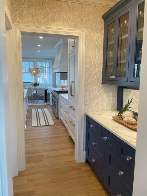 Walk Through Pantry To Dining Room, L Shaped Kitchen With Butlers Pantry, Butler Pantry Off Dining Room, Kitchen Plans With Butlers Pantry, Walk In Pantry With Cabinet Doors, Butlers Pantry To Dining Room, Open Shelves Butlers Pantry, Kitchen Pantry In Dining Room, Mudroom Turned Butlers Pantry