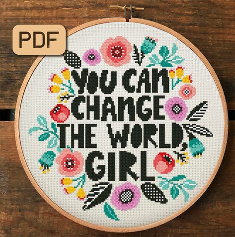 Feminist Cross Stitch Pattern Free, Feminist Cross Stitch Pattern, Positive Cross Stitch, Feminist Cross Stitch, Needlepoint Ideas, Xstitch Patterns, Subversive Cross Stitch, Quick Stitch, Thread Art