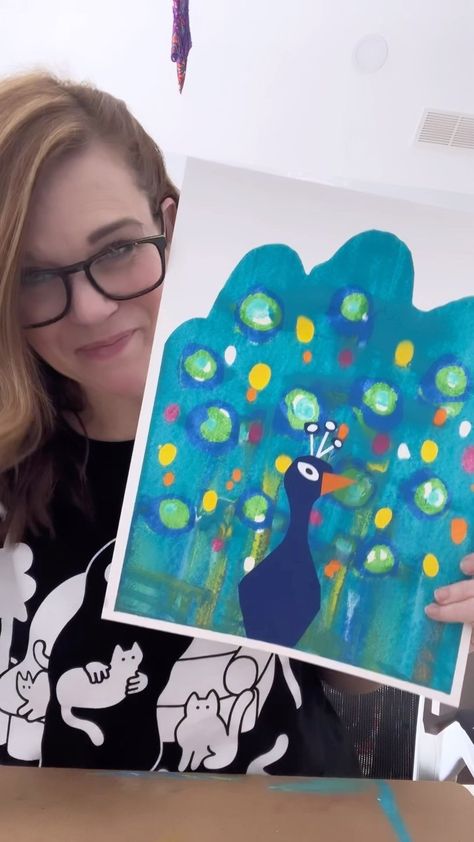 I love making scraper paintings so much! This is a super fun thing to do with kids, and a peacock is the perfect subject because you really… | Instagram Andrea Nelson Art, Kindergarten Drawing, Abstract Peacock, Robert Maxwell, Scrape Painting, Peacock Crafts, Kindergarten Art Lessons, Abstract Painting Diy, Animal Art Projects