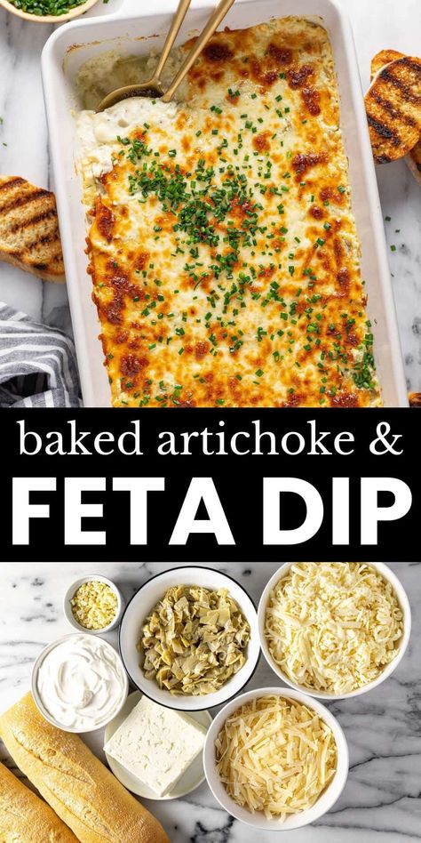 Creamy Baked Feta Cheese Dip Feta Dishes, Chickpea Gnocchi, Feta Cheese Dip Recipes, Baked Dip Recipes, Baked Feta Cheese, Vegetarian Skillet, Warm Dip Recipes, Baked Dip, 30 Minute Meals Chicken