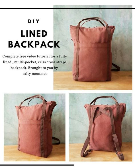 How to sew a Lined Backpack Hantverk Diy, Diy Sy, Sew Ins, Beginner Sewing Projects Easy, Leftover Fabric, Sewing Projects For Beginners, Sewing Skills, Diy Couture, Love Sewing