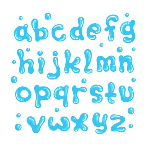 Water Alphabet Water Alphabet, Cute Fonts Alphabet, Alfabet Font, Bubble Letter Fonts, S Alphabet, Typography Alphabet, Aesthetic Fonts, Lettering Alphabet Fonts, Font Inspiration