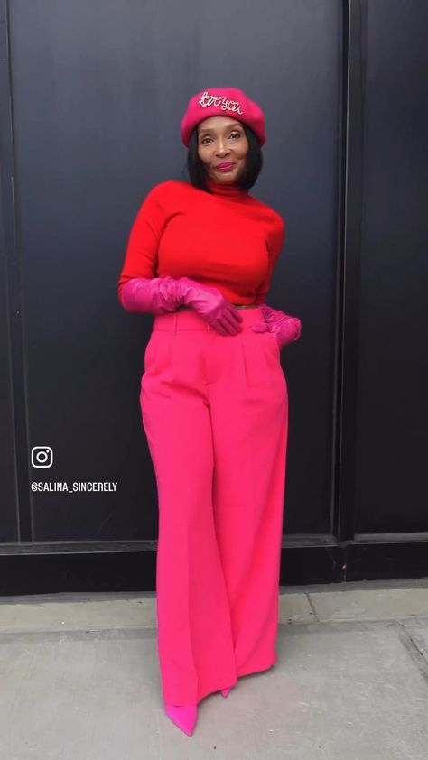 NYFASHION101 French Style … curated on LTK Pastel Pink Outfit Ideas, Pink And Maroon Outfit, Red And Pink Outfits For Women, Pink And Red Outfits For Women, Magenta Outfit Ideas, Monochromatic Outfit Winter, Maximalist Dressing, Hot Pink Outfit Ideas, Red And Pink Outfit